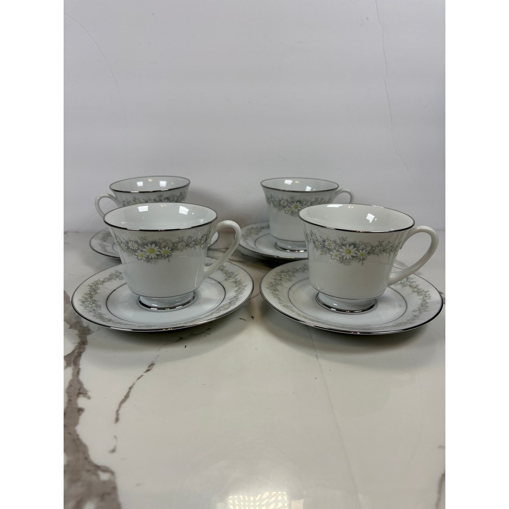 Set of 4 Vintage Noritake Donegal Fine China Teacup and‎ Saucers